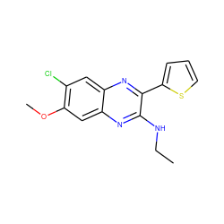 CCNc1nc2cc(OC)c(Cl)cc2nc1-c1cccs1 ZINC000115765183