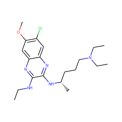 CCNc1nc2cc(OC)c(Cl)cc2nc1N[C@@H](C)CCCN(CC)CC ZINC000115765224