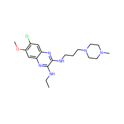 CCNc1nc2cc(OC)c(Cl)cc2nc1NCCCN1CCN(C)CC1 ZINC000115765892