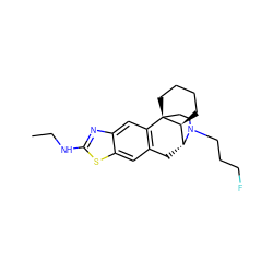 CCNc1nc2cc3c(cc2s1)C[C@@H]1[C@@H]2CCCC[C@]32CCN1CCCF ZINC000071329487