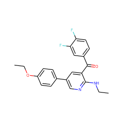 CCNc1ncc(-c2ccc(OCC)cc2)cc1C(=O)c1ccc(F)c(F)c1 ZINC000096285658