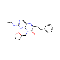 CCNc1ncc2nc(CCc3ccccc3)c(=O)n(C[C@H]3CCCO3)c2n1 ZINC000004239179