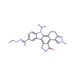 CCO/N=C(\C)c1ccc2c(c1)c1c3c(c4c(c1n2C(C)C)CCc1nn(C)cc1-4)C(=O)NC3 ZINC000029041285