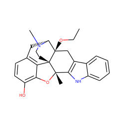 CCO[C@@]12Cc3c([nH]c4ccccc34)[C@]3(C)Oc4c(O)ccc5c4[C@]13CCN(C)[C@@H]2C5 ZINC000003823671