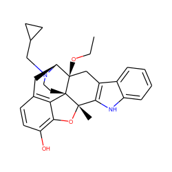 CCO[C@@]12Cc3c([nH]c4ccccc34)[C@]3(C)Oc4c(O)ccc5c4[C@]13CCN(CC1CC1)[C@H]2C5 ZINC000100578297