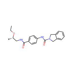 CCO[C@@H](C)CNC(=O)c1ccc(NC(=O)N2Cc3ccccc3C2)cc1 ZINC000165928542