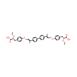 CCO[C@@H](Cc1ccc(OC/C=C(\C)c2ccc(-c3ccc(/C(C)=C/COc4ccc(C[C@H](OCC)C(=O)O)cc4)cc3)cc2)cc1)C(=O)O ZINC000003926356