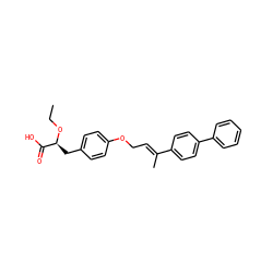 CCO[C@@H](Cc1ccc(OC/C=C(\C)c2ccc(-c3ccccc3)cc2)cc1)C(=O)O ZINC000003819472