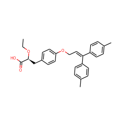 CCO[C@@H](Cc1ccc(OCC=C(c2ccc(C)cc2)c2ccc(C)cc2)cc1)C(=O)O ZINC000012358218