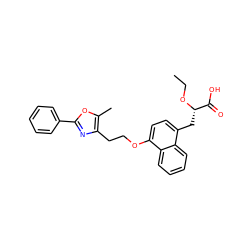 CCO[C@@H](Cc1ccc(OCCc2nc(-c3ccccc3)oc2C)c2ccccc12)C(=O)O ZINC000040940331