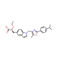 CCO[C@@H](Cc1ccc2c(ccn2Cc2nc(-c3ccc(C(C)C)cc3)oc2C)c1)C(=O)O ZINC000034717685