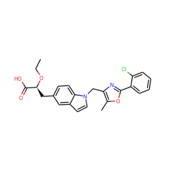 CCO[C@@H](Cc1ccc2c(ccn2Cc2nc(-c3ccccc3Cl)oc2C)c1)C(=O)O ZINC000003942732