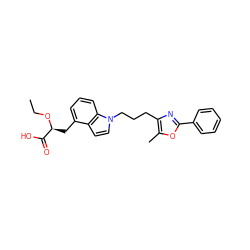 CCO[C@@H](Cc1cccc2c1ccn2CCCc1nc(-c2ccccc2)oc1C)C(=O)O ZINC000013976592