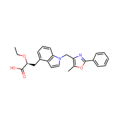 CCO[C@@H](Cc1cccc2c1ccn2Cc1nc(-c2ccccc2)oc1C)C(=O)O ZINC000034717678