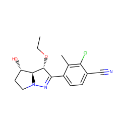 CCO[C@@H]1C(c2ccc(C#N)c(Cl)c2C)=NN2CC[C@H](O)[C@@H]12 ZINC000146502007