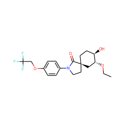 CCO[C@@H]1C[C@@]2(CC[C@H]1O)CCN(c1ccc(OCC(F)(F)F)cc1)C2=O ZINC000169702043