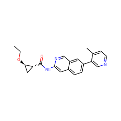 CCO[C@@H]1C[C@H]1C(=O)Nc1cc2ccc(-c3cnccc3C)cc2cn1 ZINC000144375714