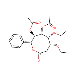 CCO[C@@H]1CC(=O)O[C@H](c2ccccc2)[C@@H](OC(C)=O)[C@H](OC(C)=O)[C@@H]1OCC ZINC000003916086