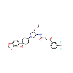 CCO[C@@H]1CN([C@H]2CC[C@@](O)(c3ccc4c(c3)OCO4)CC2)C[C@@H]1NC(=O)CCC(=O)c1cccc(C(F)(F)F)c1 ZINC000103217770