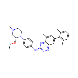 CCO[C@@H]1CN(C)CCN1c1ccc(Nc2nnc3cc(-c4c(C)cccc4C)cc(C)c3n2)cc1 ZINC000037858306