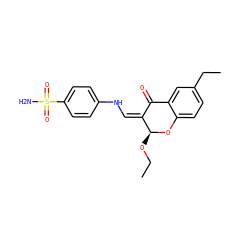 CCO[C@@H]1Oc2ccc(CC)cc2C(=O)/C1=C\Nc1ccc(S(N)(=O)=O)cc1 ZINC000072113382