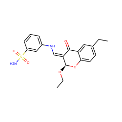 CCO[C@@H]1Oc2ccc(CC)cc2C(=O)/C1=C\Nc1cccc(S(N)(=O)=O)c1 ZINC000072111475