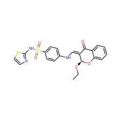 CCO[C@@H]1Oc2ccccc2C(=O)/C1=C/Nc1ccc(S(=O)(=O)Nc2nccs2)cc1 ZINC000299859103