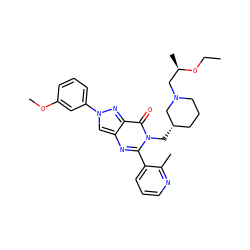 CCO[C@H](C)CN1CCC[C@H](Cn2c(-c3cccnc3C)nc3cn(-c4cccc(OC)c4)nc3c2=O)C1 ZINC000169329332