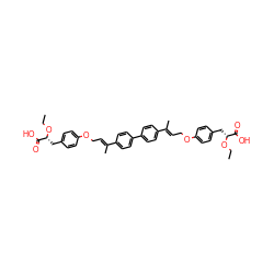 CCO[C@H](Cc1ccc(OC/C=C(\C)c2ccc(-c3ccc(/C(C)=C/COc4ccc(C[C@@H](OCC)C(=O)O)cc4)cc3)cc2)cc1)C(=O)O ZINC000095607650