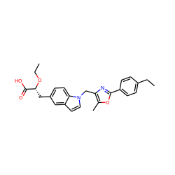 CCO[C@H](Cc1ccc2c(ccn2Cc2nc(-c3ccc(CC)cc3)oc2C)c1)C(=O)O ZINC000034207494