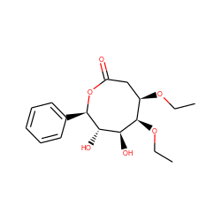 CCO[C@H]1[C@@H](O)[C@H](O)[C@@H](c2ccccc2)OC(=O)C[C@H]1OCC ZINC000003916085