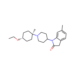 CCO[C@H]1CC[C@](C)(N2CCC(N3C(=O)Cc4ccc(C)cc43)CC2)CC1 ZINC000261086611