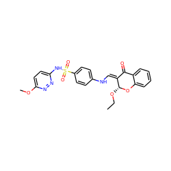 CCO[C@H]1Oc2ccccc2C(=O)/C1=C/Nc1ccc(S(=O)(=O)Nc2ccc(OC)nn2)cc1 ZINC000096273791