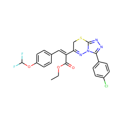 CCOC(=O)/C(=C\c1ccc(OC(F)F)cc1)C1=Nn2c(nnc2-c2ccc(Cl)cc2)SC1 ZINC000008694145