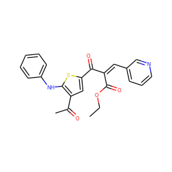 CCOC(=O)/C(=C\c1cccnc1)C(=O)c1cc(C(C)=O)c(Nc2ccccc2)s1 ZINC000008671004