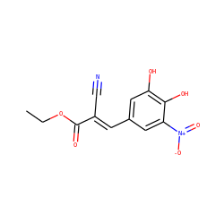 CCOC(=O)/C(C#N)=C/c1cc(O)c(O)c([N+](=O)[O-])c1 ZINC000036295148