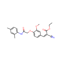 CCOC(=O)/C(C#N)=C\c1ccc(OCC(=O)Nc2ccc(C)cc2C)c(OC)c1 ZINC000033343681