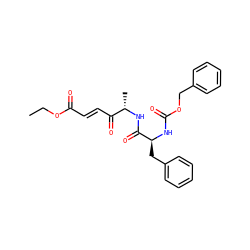 CCOC(=O)/C=C/C(=O)[C@H](C)NC(=O)[C@H](Cc1ccccc1)NC(=O)OCc1ccccc1 ZINC000070463345