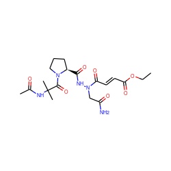 CCOC(=O)/C=C/C(=O)N(CC(N)=O)NC(=O)[C@@H]1CCCN1C(=O)C(C)(C)NC(C)=O ZINC000073198252