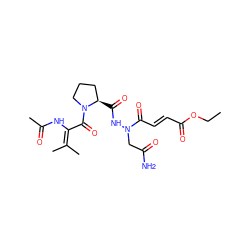 CCOC(=O)/C=C/C(=O)N(CC(N)=O)NC(=O)[C@@H]1CCCN1C(=O)C(NC(C)=O)=C(C)C ZINC000082149764