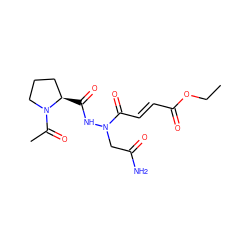 CCOC(=O)/C=C/C(=O)N(CC(N)=O)NC(=O)[C@@H]1CCCN1C(C)=O ZINC000073197928