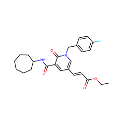 CCOC(=O)/C=C/c1cc(C(=O)NC2CCCCCC2)c(=O)n(Cc2ccc(F)cc2)c1 ZINC000103266702