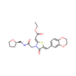 CCOC(=O)/C=c1\s/c(=C\c2ccc3c(c2)OCCO3)c(=O)n1CC(=O)NC[C@H]1CCCO1 ZINC000006498403
