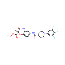 CCOC(=O)[C@@]1(C)Oc2ccc(NC(=O)C3CCN(c4cc(F)c(F)c(F)c4)CC3)cc2NC1=O ZINC000035850829