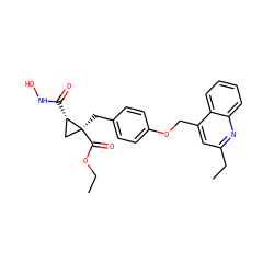 CCOC(=O)[C@@]1(Cc2ccc(OCc3cc(CC)nc4ccccc34)cc2)C[C@@H]1C(=O)NO ZINC000040430842
