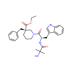 CCOC(=O)[C@@]1(Cc2ccccc2)CCCN(C(=O)[C@@H](Cc2c[nH]c3ccccc23)NC(=O)C(C)(C)N)C1 ZINC000013780011