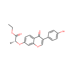 CCOC(=O)[C@@H](C)Oc1ccc2c(=O)c(-c3ccc(O)cc3)coc2c1 ZINC000013864247