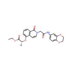 CCOC(=O)[C@@H](C)Oc1cccc2c(=O)n(CC(=O)Nc3ccc4c(c3)OCCO4)ccc12 ZINC000002712331