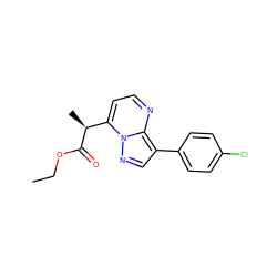 CCOC(=O)[C@@H](C)c1ccnc2c(-c3ccc(Cl)cc3)cnn12 ZINC000115651415