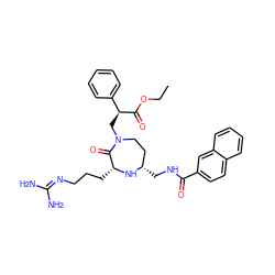 CCOC(=O)[C@@H](CN1CC[C@H](CNC(=O)c2ccc3ccccc3c2)N[C@H](CCCN=C(N)N)C1=O)c1ccccc1 ZINC000206893318